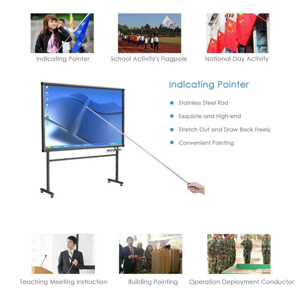 2 meter hand-held telescopic flagpole made of stainless steel