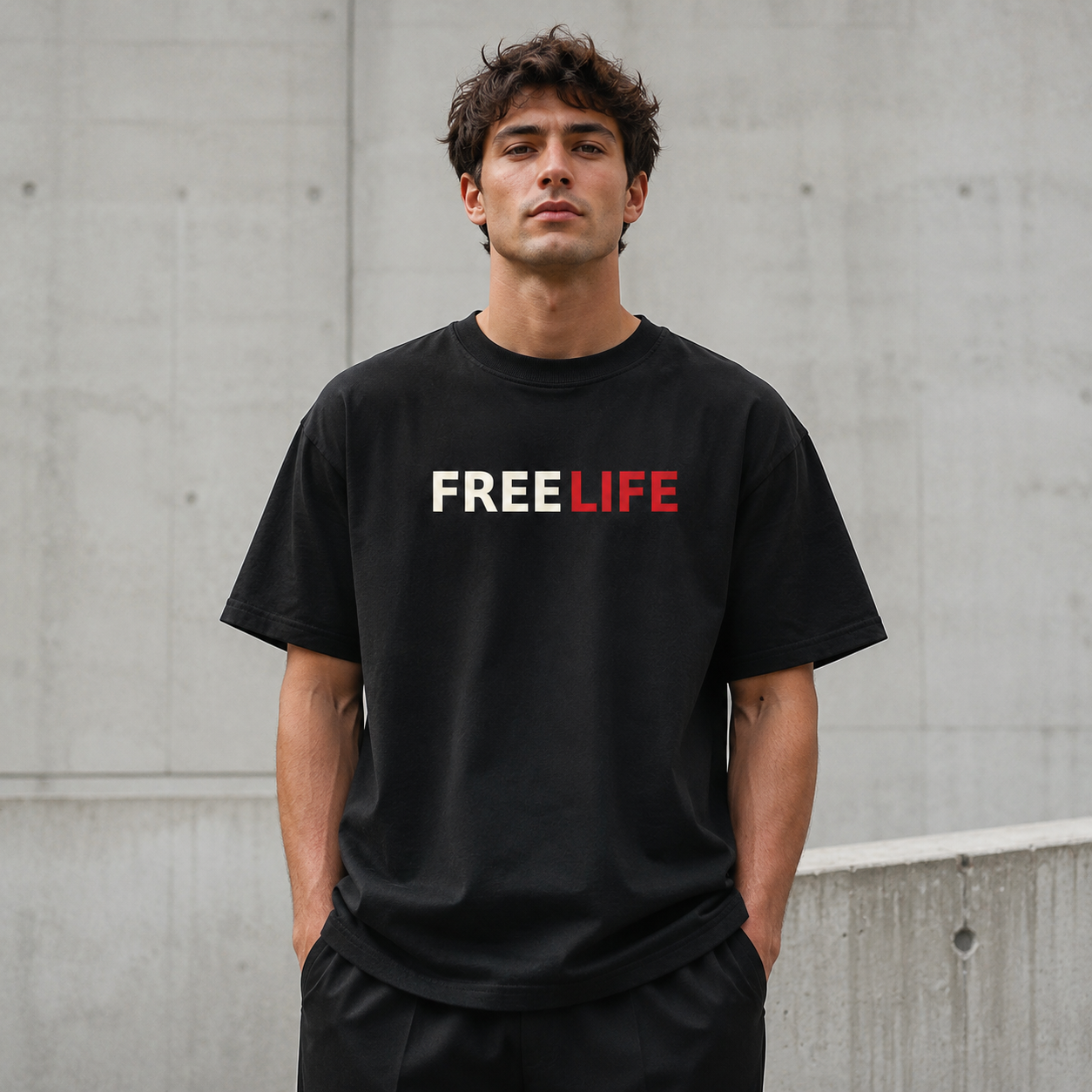 Free Life Signature Tee Black – Herren Streetwear T-Shirt