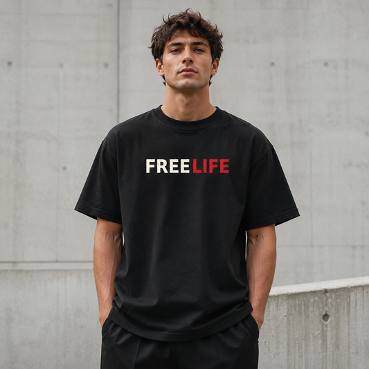 Free Life Signature Tee Black – Herren Streetwear T-Shirt